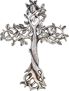 Old River Outdoors Tree of Life Wall Cross 11 1/2" - Decorative Spiritual Art Sculpture Antique Silver Finish