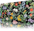 Lokigo Black Flower Desk Mat Floral Plants Mouse Pad, Wildflowers Large Gaming Mousepad Desk Pad, XXL Keyboard MouseMat Full Desktop Mat Women Office Accessories 31.5"x15.7"