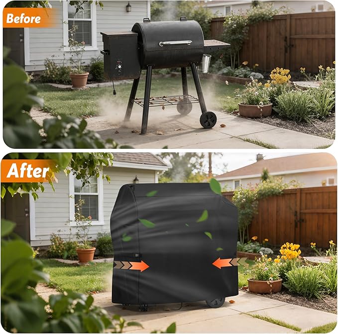 Charcoal Grills Cover for 440 SQ Wood Pellet Grill, Waterproof Outdoor Grill Cover BBQ Grill Cover Barbeque Grill Cover (Cover Only) - 45" L×25" W×35" H, Black