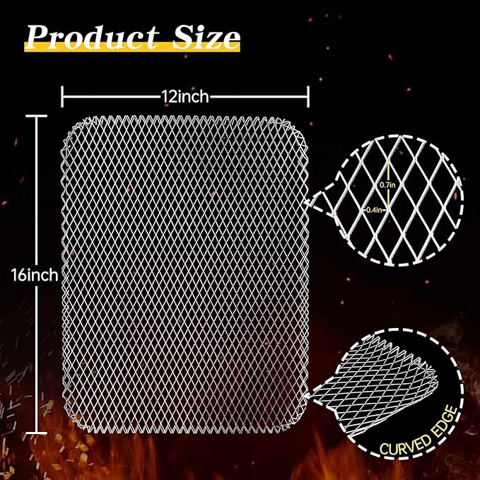 Grill Topper, 10 Pcs Disposable BBQ Grill Toppers, 12x16 in Non-Stick Heavy Duty Aluminum Mesh Grilling Grates Liners, Prevent Food from Falling Through Grill Mats for Camping Accessories