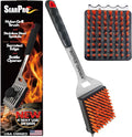 4-in-1 Grill Brush Combo by SearPro BBQ Cleaner Scraper Barbecue Tool Accessories Kit Heat Resistant Nylon Bristle Spatula Outdoor Smoker Black Stone Grate Cast Iron Spatula Non-Wire Brush (4 in 1)