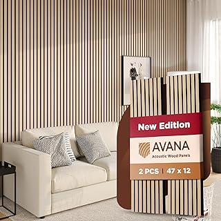 Avana Acoustic Wood Wall Panels – 47.2 X 12.6 White Oak Acoustic Panels 2 PCs – Modern Wall Panels for Interior Wall Decor for Homes, Offices, Studios – Sturdy and Durable Wood Panels for Wall