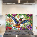fzxwyishu Tempered Glass Kitchen Backsplash, Stove Back Top Cover, Splashback Tile,Hummingbird Kitchen Sink Cover Splash Guard, Home Kitchen Decor (Art Deco 2, 30"x18"(76.2x45.72cm))