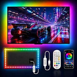 MORIACC TV Led Lights 16.4ft, Led Backlight for 45-75 Inch TV, Music Sync Color Changing Led Strip with Bluetooth App & Remote, USB Powered Ambient Lighting for Bedroom Gaming Home Decor