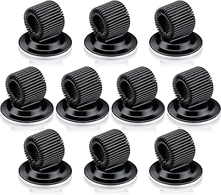 Outus 10 Pcs Black Pen Holder Clips Steel Pen Holder Self Adhesive Pencil Organizer with Adjustable Spring Loop for Refrigerator Whiteboard Erase Board and Bulletin Board Map
