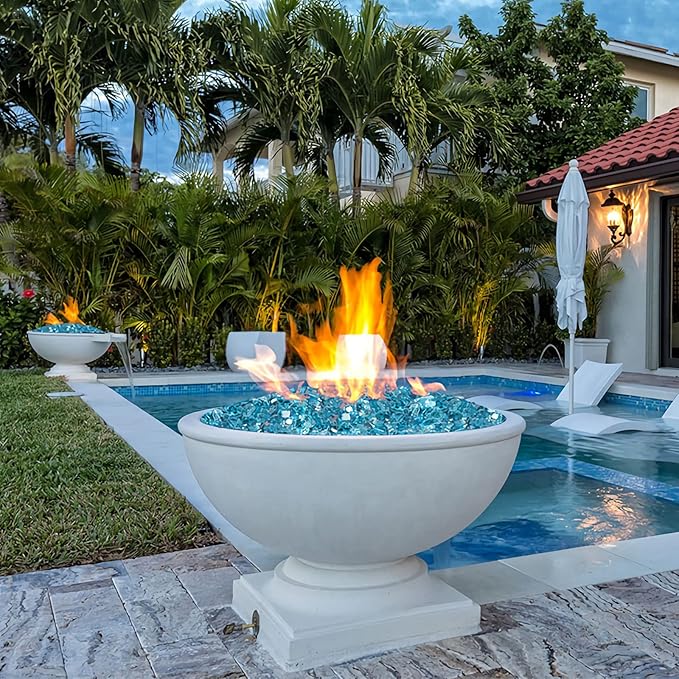 10 lbs Fire Glass, 1/2 Inch Aqua Blue Reflective Fire Glass for Propane Fire Pit, Fire Pit Glass Rocks Safe for Fireplace, Table and Landscaping