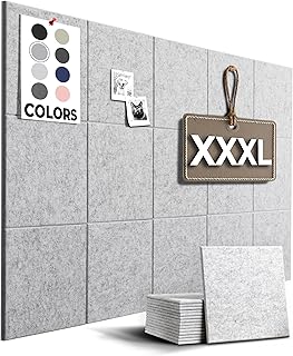 WALLHERO Cork Boards for Walls, Bulletin Boards 59"x36" | 15 Pack | Felt Bulletin Board, Large Cork Board for Office, Wall Protector for Dart Board, Corks Boards, Felt Board Tiles (Gray Marble)