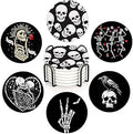 Coaster for Drinks Set of 6, Skeleton Skull Absorbing Round Ceramic Stone Coaster with Cork Base,Tabletop Protection Mat for Mugs and Cups,Coffee Table Wine Glass Home Bar 4 Inch