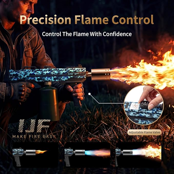 Propane Torch Gun, Adjustable Flame Blow Torch for Cooking, Powerful Grill Torch and BBQ Torch for Charcoal, Fire Torch for Searing Steak, Camping and Outdoor Use (Tank Not Included)