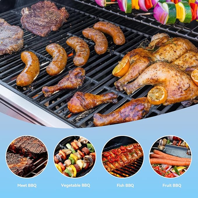 15202029 Grill Grates for Oklahoma Joes Longhorn Smoker Comb Charcoal/Gas Smoke 12201767 14201767 18202083 16202046 - Heavy Duty Cast Iron Grill Parts Smoker Sides, 2-Pack