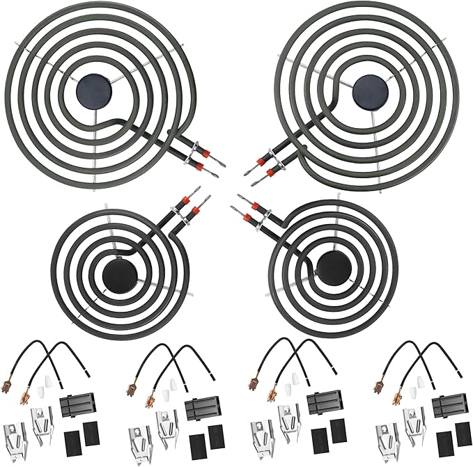 MP22YA Electric Stove Top Burner Replacement Include 2*MP15YA 6" &2*MP21YA 8" &330031 Surface Element Receptacle Kit Compatible for Whirl-pool Ken-more Cro-sley May-tag Kithcen-aid etc Stove by MIFLUS