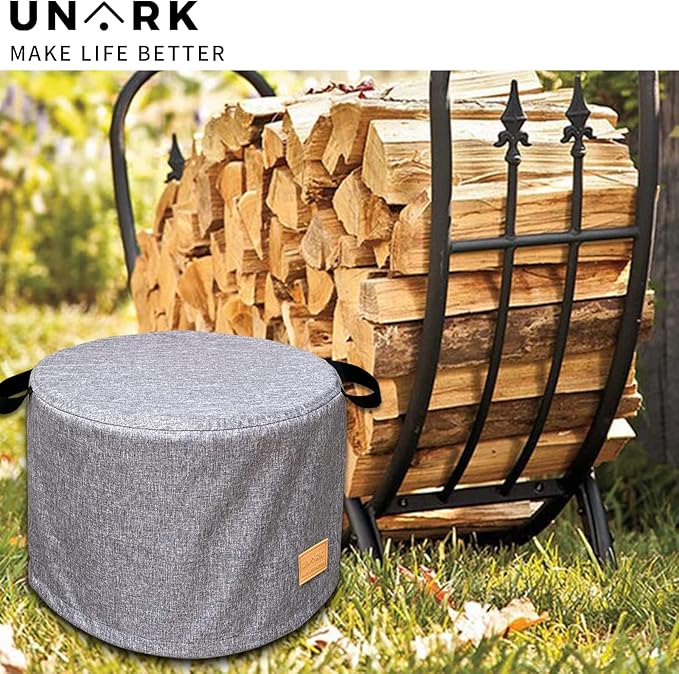 Round Fire Pit Cover for Yukon Fire Pit Cover 27 Inch Yukon 27 Inch, Heavy Waterproof Yukon Fire Pit Accessories (Grey)