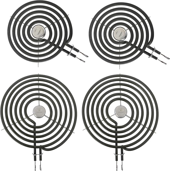 KITCHEN BASICS 101 WB30M1 WB30M2 Replacement Range Stove Top Surface Element Burner Kit for GE and Hotpoint, 4 Pack Includes 2 WB30M1 (6") and 2 WB30M2 (8"), 2912, 340523, 243867, WB30M0001