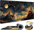 Extended Large Mouse Pad for Desk 35.4 X 15.7 Full Desk Mousepad for Keyboard and Mouse Mat Desktop Decor and Accessories XXL Mouse Pad for Home Office Mousepad Castle Night