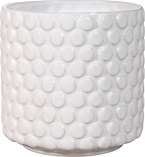 Bloomingville 5 Inch Stoneware Flower Pot with Polka Dots, White Planter