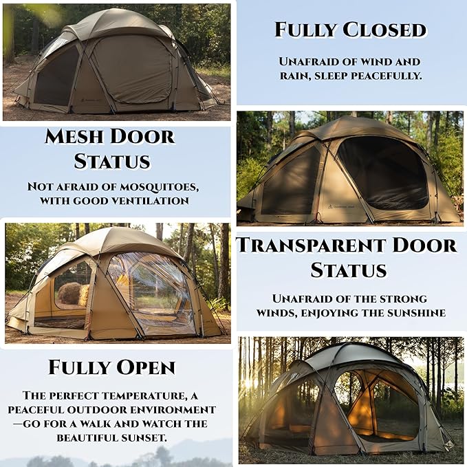 Hot Tent with Stove Jack – 4 Season Waterproof & Windproof Shelter for 1–4 People, Lightweight for Camping, Hiking, Hunting & Fishing