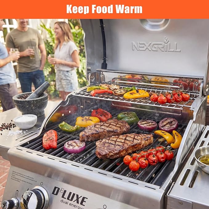 Uniflasy Grill Warming Rack for Nexgrill 720-0864 720-0864RA, Stainless Steel Top Rack for Nexgrill Deluxe 2 Burner Replacement Parts, 16.8" x 7.2"