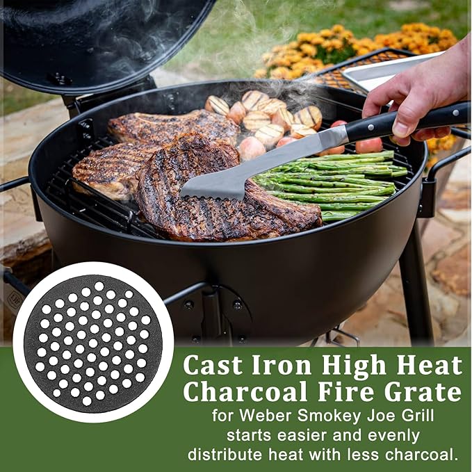 Cast Iron Bottom Fire Grate - 7.5 Inch Round BBQ Grill Grate Replacement, High Heat Charcoal Plate Bottom Grate Grill Parts, Fireplace Grate for Fire Pit Project BBQ Accessories Parts, Circle