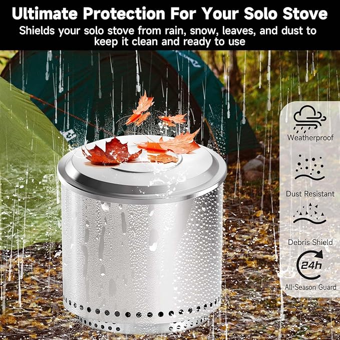 Fire Pit Lid for Solo Stove Ranger, 15 Inch Stainless Steel Cover for Solo Stove Ranger smokeless firepit- Weather-Resistant Accessories for Protection and Tabletop Use