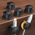NEWDERY Magnetic Cable Organizer 6-Pack - 360° Rotatable Cable Clips Cord Holder for Desk - 3M Adhesive Wire Holder for Phone Charger, Home Office Accessories & Nightstand Organization-Black