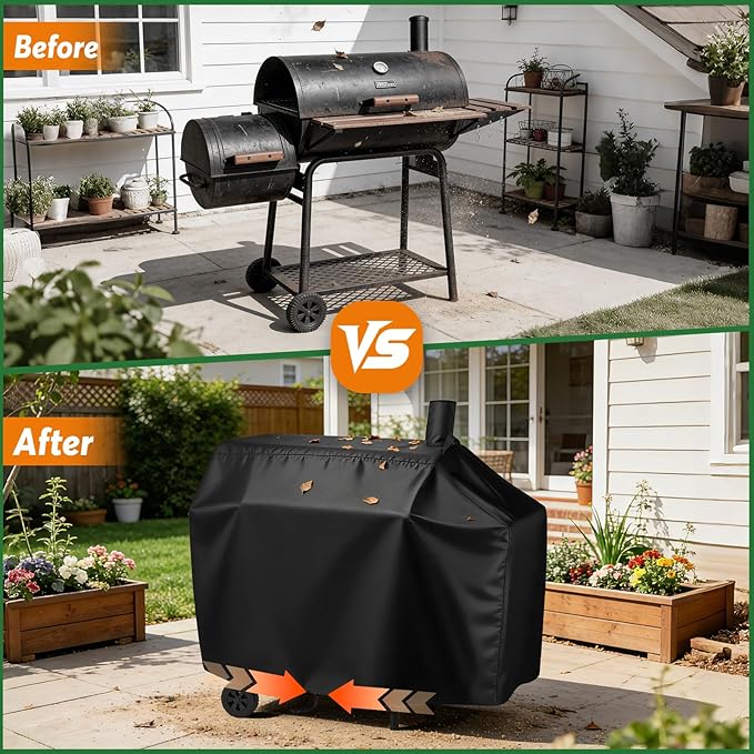 Charcoal Grill Cover for CC1830W 30-Inch Charcoal Grill, Smoker Grill Cover for CC1830SC 30-Inch Outdoor Grill Waterproof BBQ Grill Cover - 54" L×29" W×45" H, Black