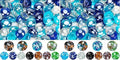 Mr. Fireglass 10 Pound Blended Fire Glass Beads, 1/2" High Luster Mixed Colored Fire Glass Drops for Fireplace Fire Pit & Lanscaping, Cobalt Blue, Crystal Ice, Caribbean Blue (Pack of 2)