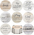 Billbotk Ceramic Coasters with Bible Verses, Christian Coasters Set of 8 with Holder, Absorbent Drink Coasters for Christian Gifts and Home Decor, 4 Inches