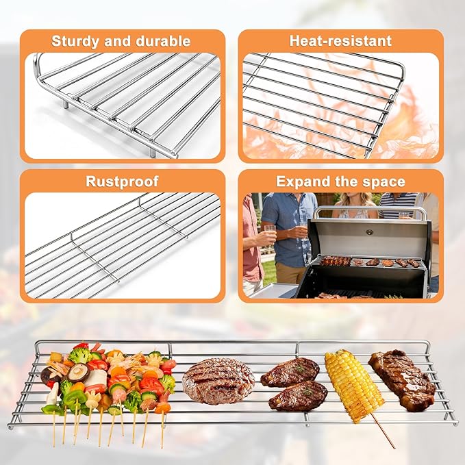 Warming Rack for Captiva Designs 4-Burner Propane Gas BBQ Grill with Side Burner Replacement Parts Hanging Rack for Captiva Designs Grill Accessories Upper Rack, Stainless Steel Cooling Rack, 1PC