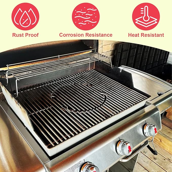 DcYourHome 65054 Warming Rack for Weber Genesis 300 Series (2007-2016), for Weber Genesis E310 E330 E320 S310 S330 S320 EP-330 EP-320 Grill Parts, Stainless Steel Warming Rack for Weber 81323 62749