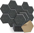 SHJADE 12 Pcs Acoustic Panels, Hexagon Sound Proof Padding, Self-Adhesive 12" X 10" X 0.4" Sound Dampening Panels, Acoustic Treatment for Studio, Home(Sesame Black)