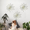 ZEXUIRU 3 Set Gold Starburst Wall Art for Home Decor Metal Bling Crystal Rhinestones Sunburst Wall Decor Sparkling Rhinestone Art Accent Gold - 13in