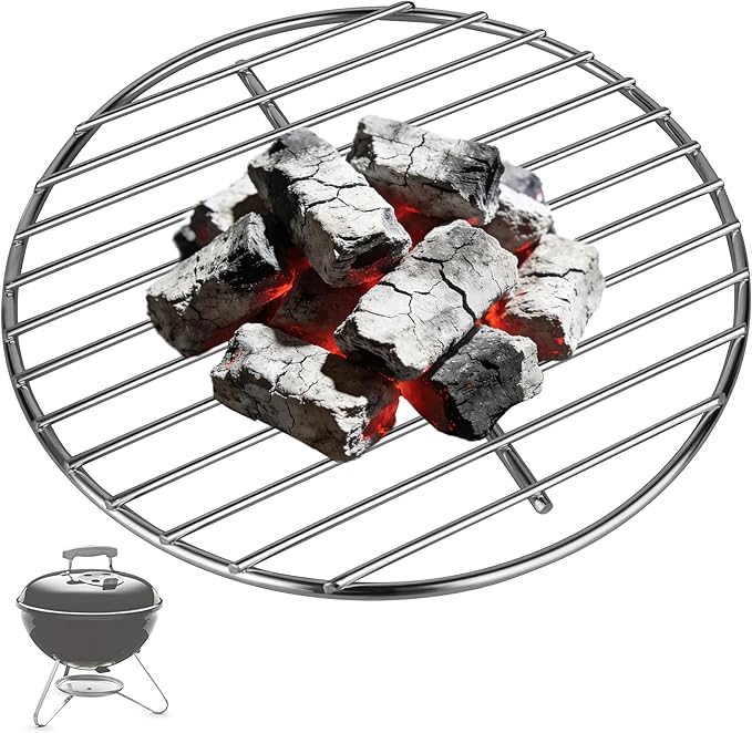 10.5" Charcoal Grate for Weber Charcoal Grills, Round Charcoal Grate for 14'' Weber Smokey Joe Silver&Gold Tuck-n-Carry, Heavy-Duty Steel 7439 Grill Grate for Weber Grill Parts