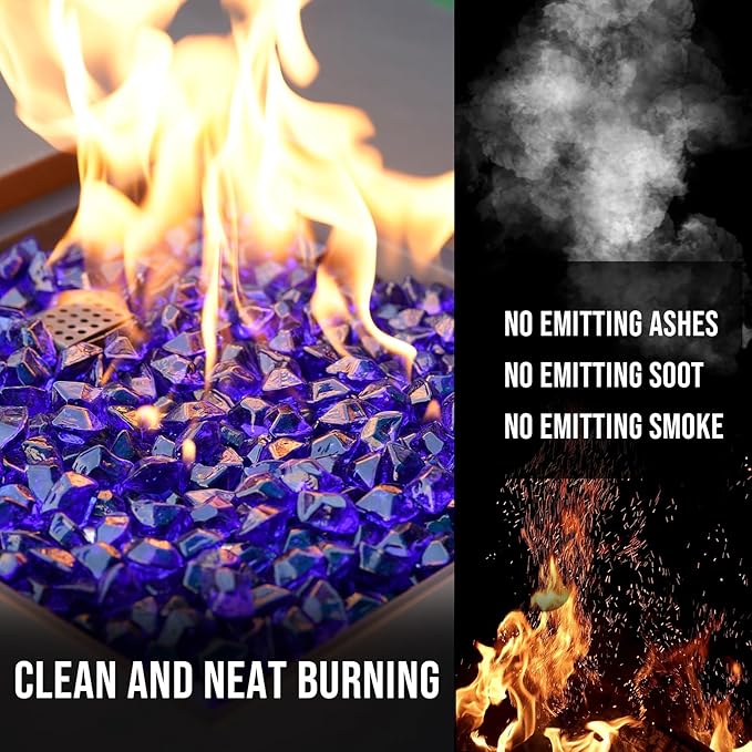 Skyflame 10-Pound Polygon Fire Glass for Fire Pit Fireplace Landscaping, 1/2-Inch Cobalt Blue
