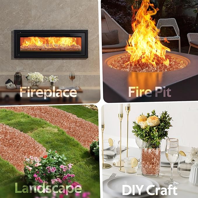 Mr. Fireglass 1/2-Inch Polygon Fire Glass for Fireplace Fire Pit & Lanscaping, 10 Pounds High Luster Elegant Gold