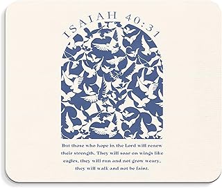 Motivational Bible Verse Decor Mouse Pad - Inspirational Christian Office Desk Mousepad, Positive Bible Verse Decor, Inspirational Christian Gifts, Coworker Gifts, 9.5x8 Inches(Blue Renew)