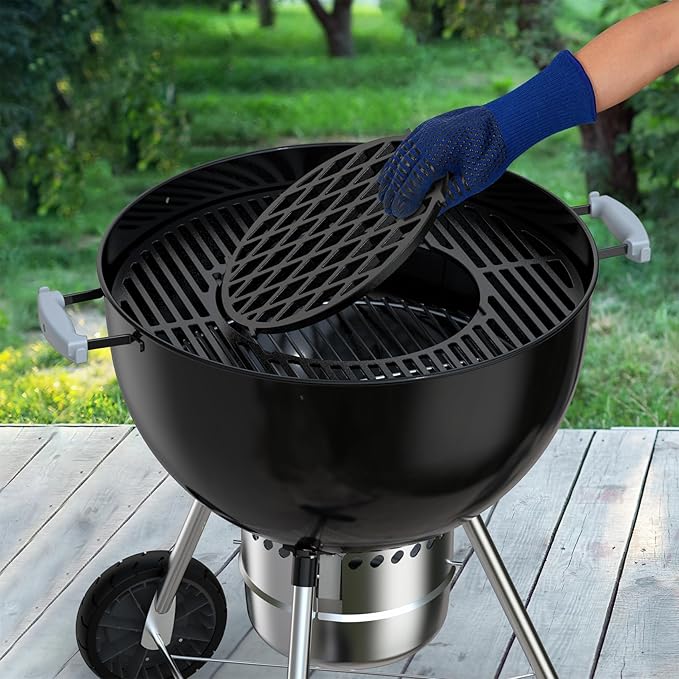 Skyflame Charkettle Cast Iron Gourmet BBQ System 11.8 Inch Sear Grate Replacement for 8834, Thick Searing/Cooking Grid, Compatible with 22-1/2 inch Weber Charcoal Grills