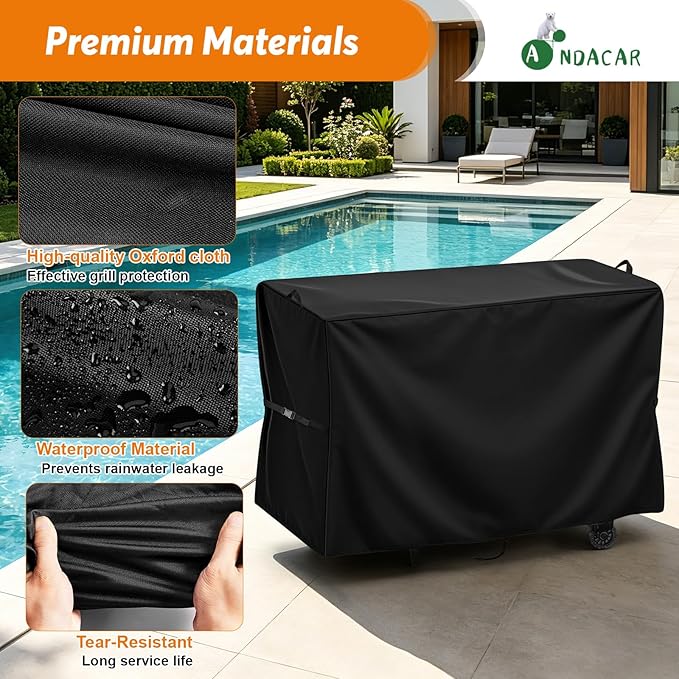 Charcoal Grills Cover for 456 SQ Portable Electric Wood Pellet Grill, Waterproof Outdoor Grill Cover BBQ Grill Cover Barbeque Grill Cover (Cover Only) - 39" L×22" W×32" H, Black