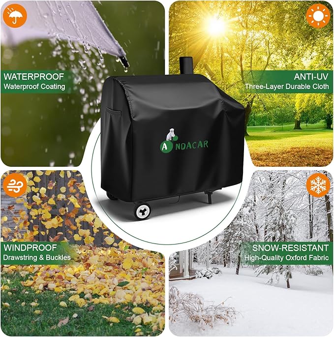 Charcoal Grills Cover for CC1830 30 Barrel Charcoal Grill, Waterproof Outdoor Grill Cover BBQ Grill Cover Barbeque Grill Cover - 44" L×27.6" W×43" H, Black