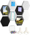 MaxGear 8Pcs Hexagon Felt Cork Board Tiles, Grey Self-Adhesive DIY Bulletin Board Pin Board for Office School Home Wall Decor Stickers Photos Display Memos