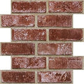 3D Peel and Stick Faux Brick Wall Panels 11.8" x 11.8" 10-Pack Red Orange, Small Brick-Look Wall Sticker, Thin Lightweight PVC Self Adhesive Tiles for Interior Decor