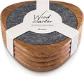 Roonin Mid Century Modern Decor Coasters Set of 4 - Absorbent Coaster - Felt Coaster MCM Decor - Midcentury Modern Wooden Coasters for Drink