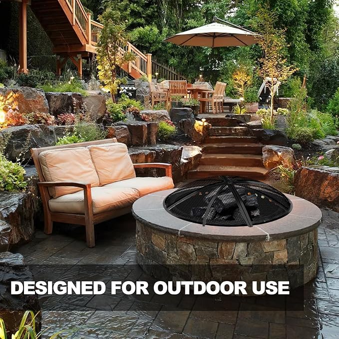 Outdoor Smokeless Fire Pit Ring 40 Inch Outer/36 Inch Inner Diameter, Heavy Duty Metal Round Liner Insert for Outside DIY Campfire or Bonfire Ring, Above or In Ground Use