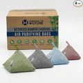 4 pack Naturally Activated Bamboo Charcoal Air Purifying Bags | Natural Home Deodorizer Bag | Charcoal Bag Odor Absorber For Pets | Odor Eliminator & Moisture Absorber Air Freshener Bag (200g Pyramid)