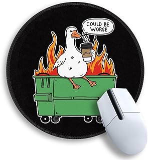 Gctriki Funny Goose Mouse Pad - 8.6 Inch Round Non-Slip Office Desk Mat, Cute Humorous Gift for Coworkers Boss, Premium Stitched Washable Mousepad for Computer Laptop Office Desk Accessories