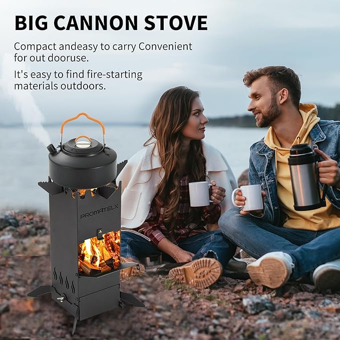 Portable Rocket Stove, Wood-Burning Stove & Backpacking Stove, Windproof Design with Carry Bag, Perfect for Backyard & Outdoor Cooking (Small)
