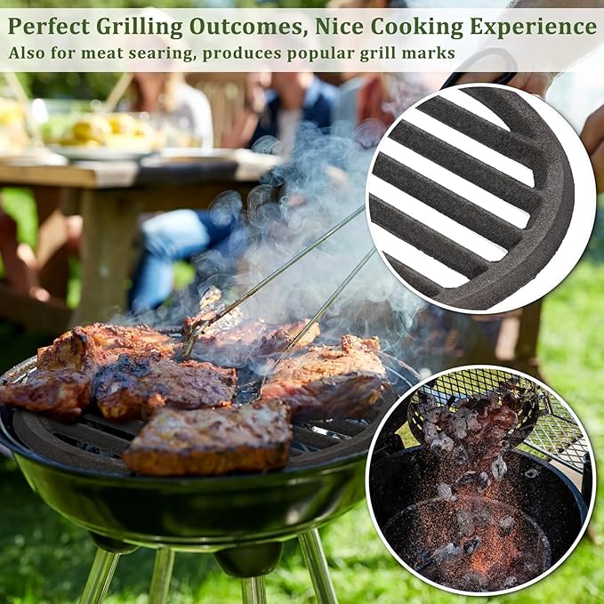 Cast Iron Bottom Fire Grate - 9 Inch Round BBQ Grill Grate Replacement, High Heat Charcoal Plate Bottom Grate Grill Parts, Fireplace Grate for Fire Pit Project BBQ Accessories Parts
