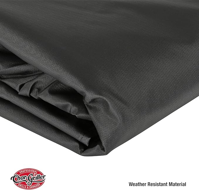 Char-Griller® 3-Burner Dual Fuel Expandable Propane Gas and Charcoal Outdoor Polyester Grill and Smoker Cover in Black, 29in x 65in x 49in, Model 8080