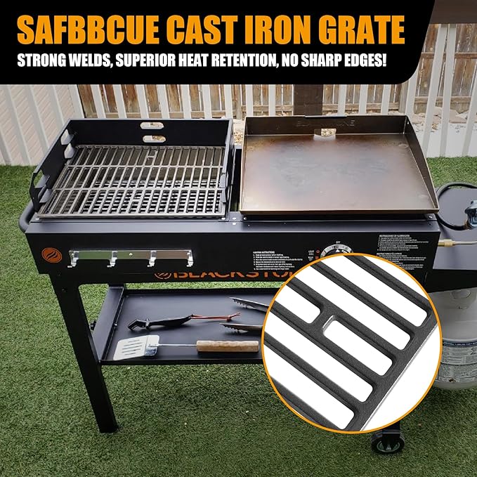 SafBbcue Grill Grate for Blackstone 1819 Griddle & Charcoal Combo Cast Iron Replacement Grate – Durable, Easy to Use Outdoor Cooking Accessory
