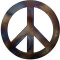 Top Brass Metal Peace Sign Wall Decor - 12" Flame Torched Finish Hippie Art