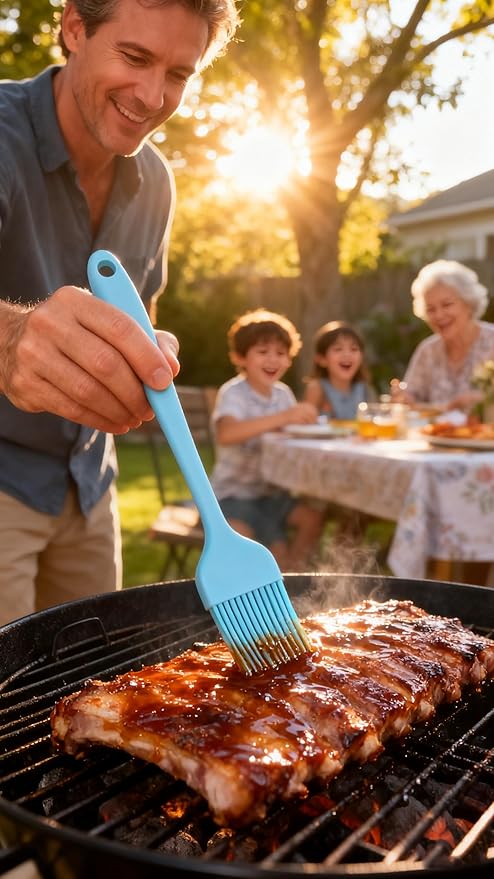 Blue Silicone Pastry Basting Brush - Food Grade BPA Free, Heat Resistant Up to 660°F/315°C, Dishwasher Safe Cooking Brush for Baking, BBQ, Grilling, Sauce,Butter,Cake & Bread
